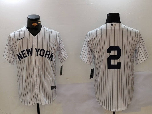 Men's New York Yankees Derek Jeter #2 White Player Name Jerseys