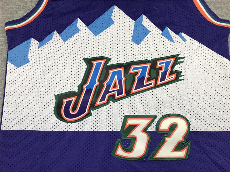 Men's Utah Jazz Karl Malone #32 Purple Hardwood Classics Throwback Team Jerseys