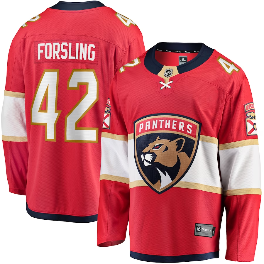 Men's Florida Panthers Gustav Forsling #42 Red Home Breakaway Player Jerseys