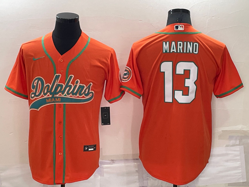 Men's Miami Dolphins Dan Marino #13 Orange Game Jerseys Joint Edition