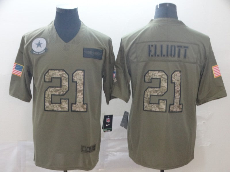 Men's Dallas Cowboys Ezekiel Elliott #21 Brown Authentic Game Jerseys