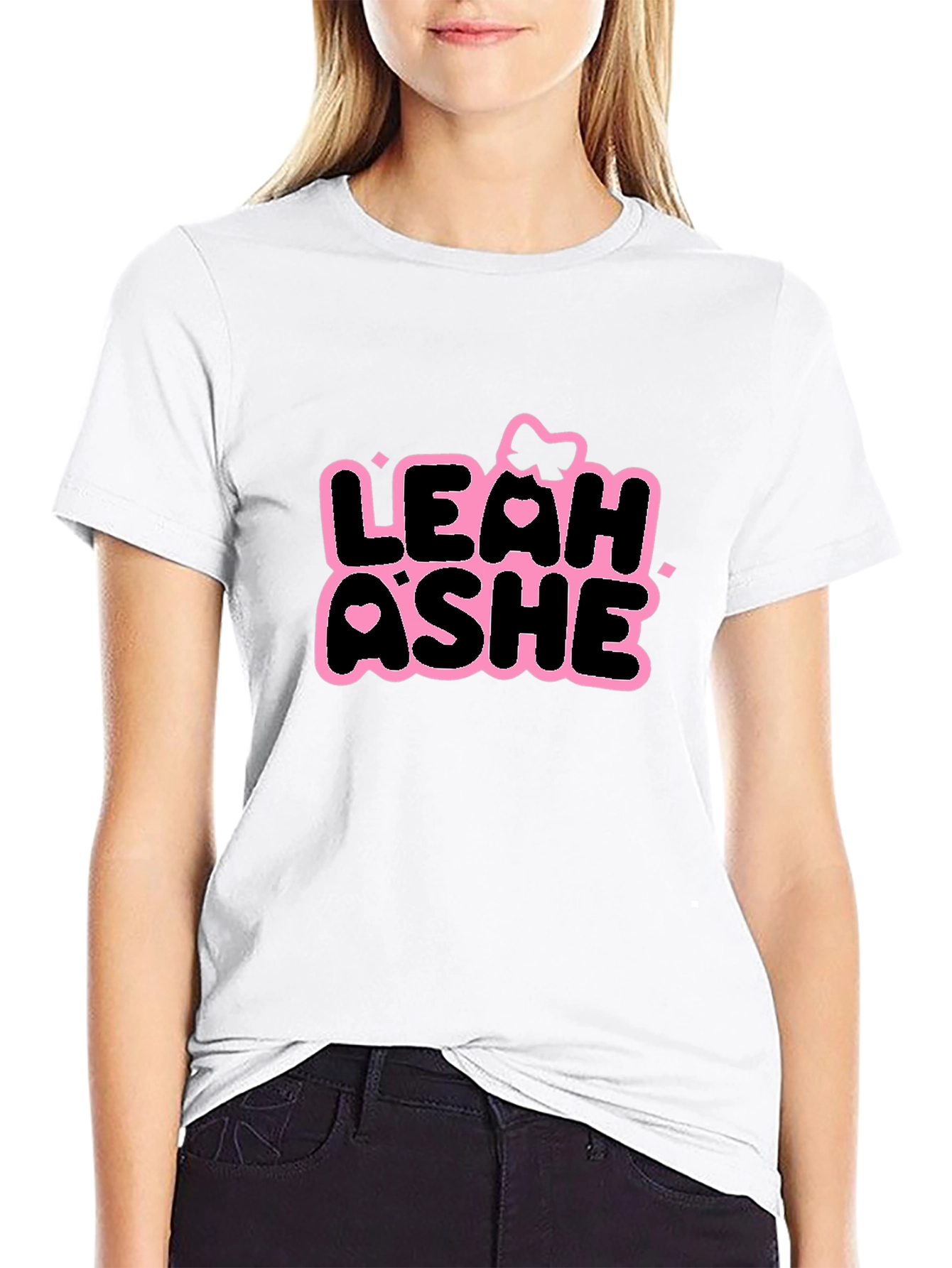 Leah Ashe Black T-Shirt - Graphic Print