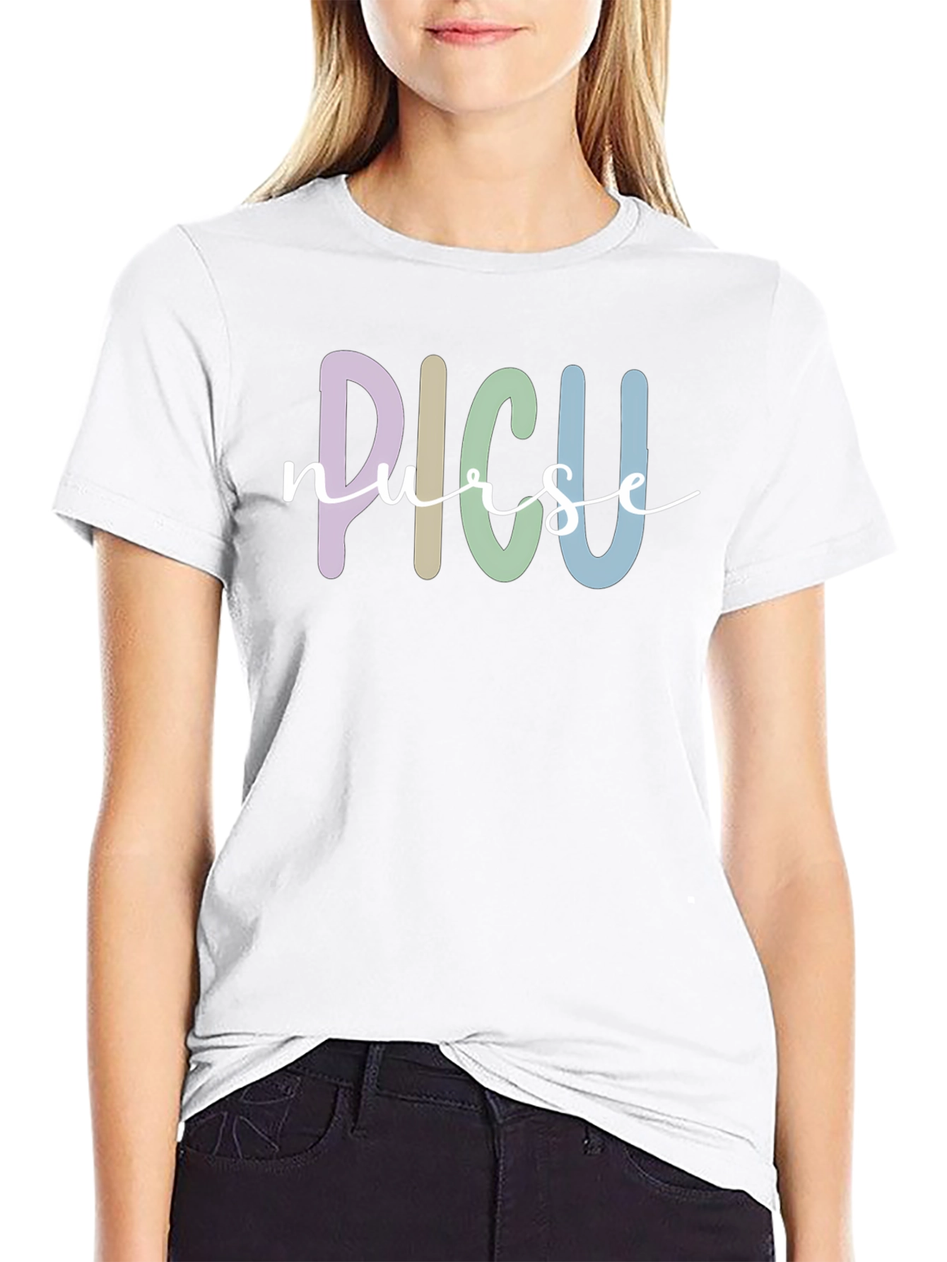 PICU Nurse T-Shirt - Black Cotton Blend