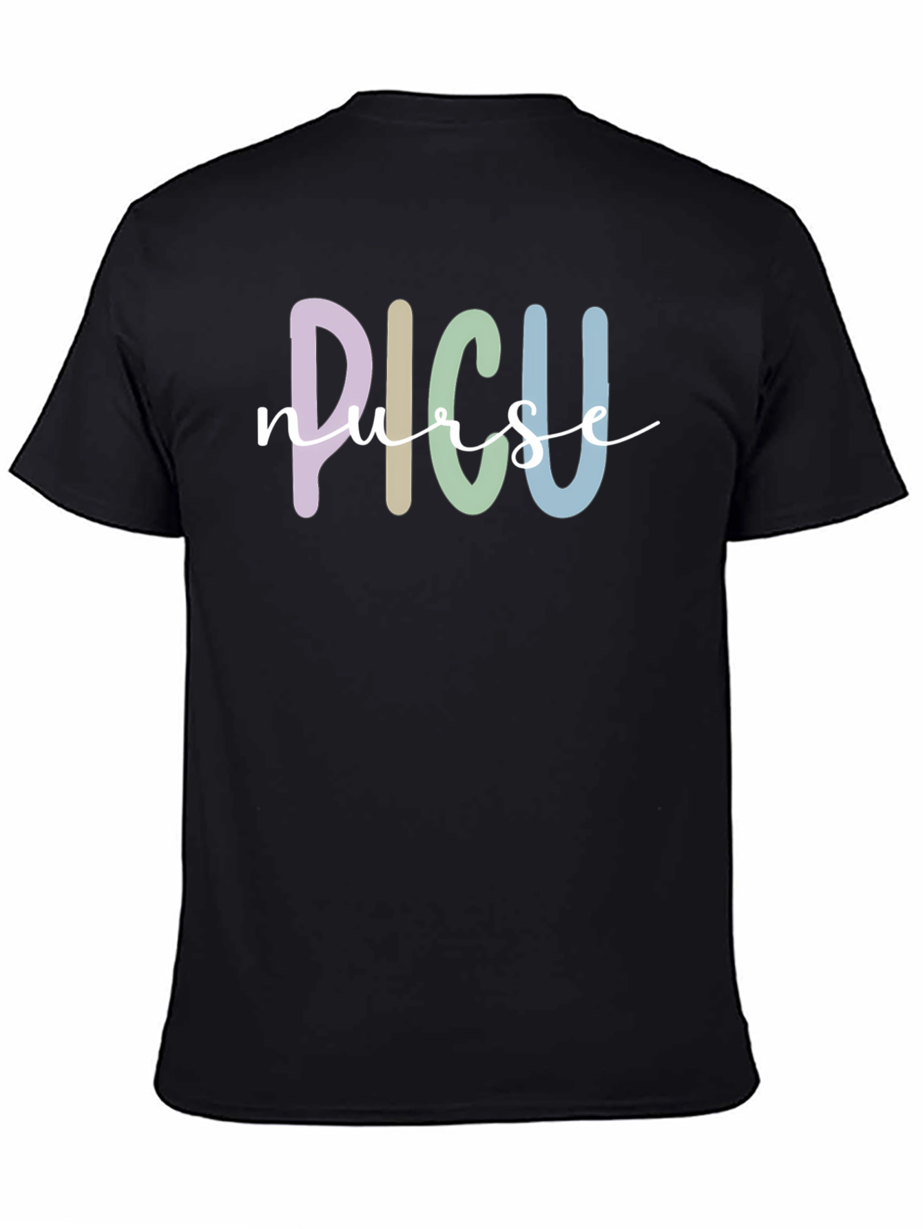 PICU Nurse T-Shirt - Black Cotton Blend