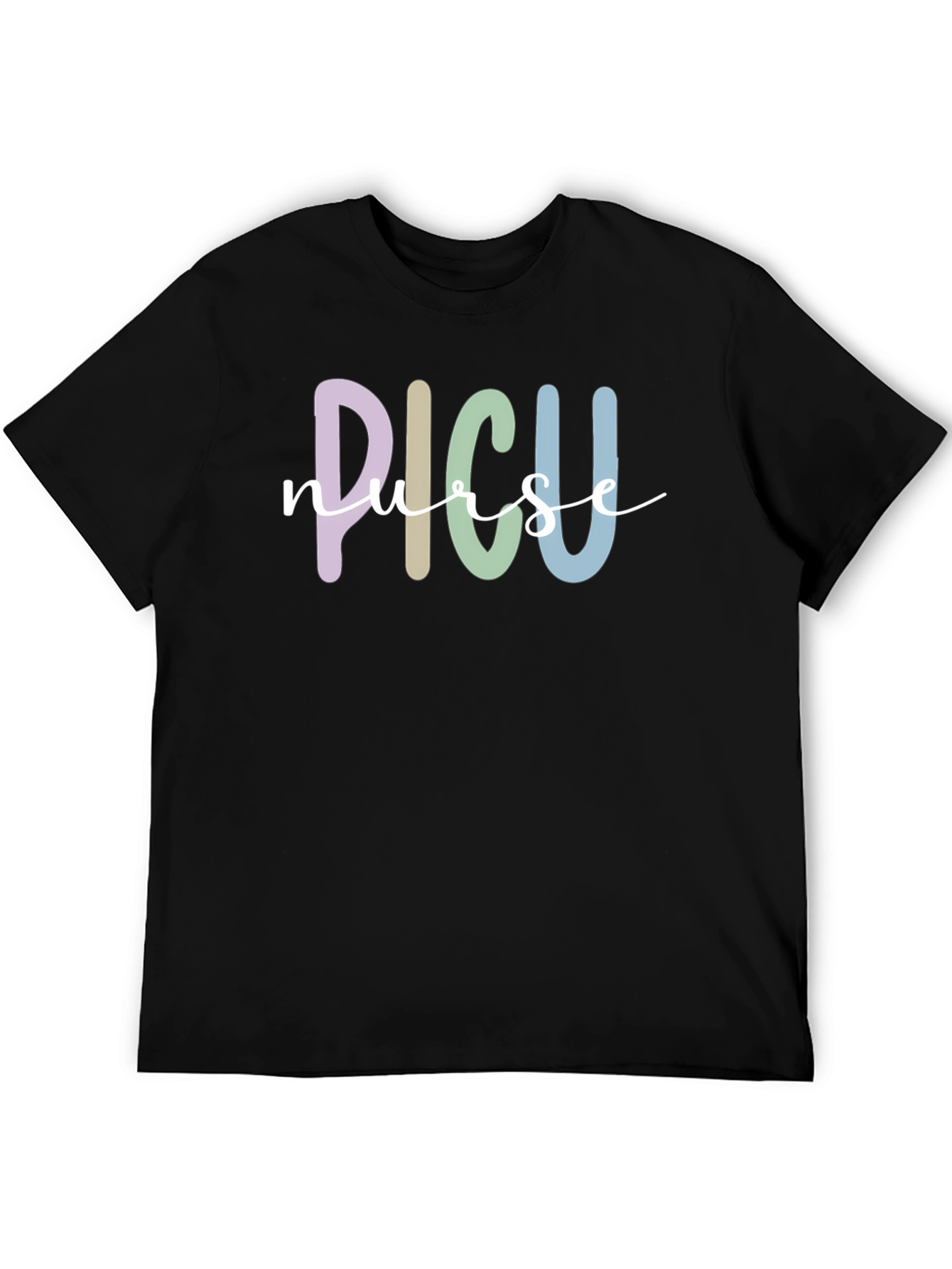 PICU Nurse T-Shirt - Black Cotton Blend