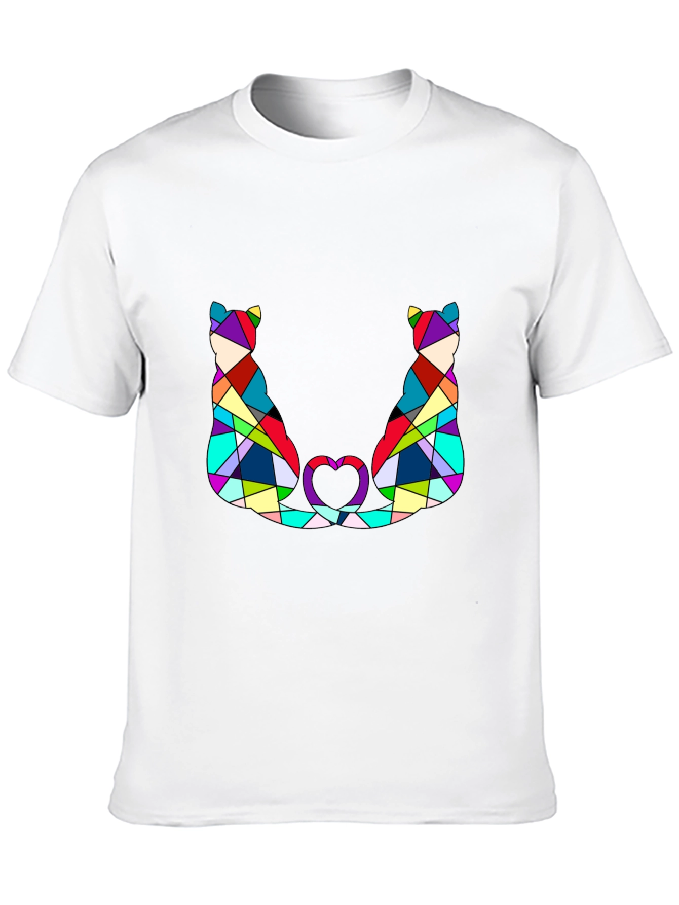 Abstract Cat Lover T-Shirt - Modern Geometric Design