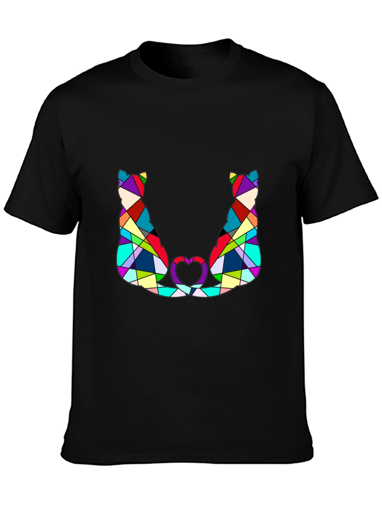 Abstract Cat Lover T-Shirt - Modern Geometric Design