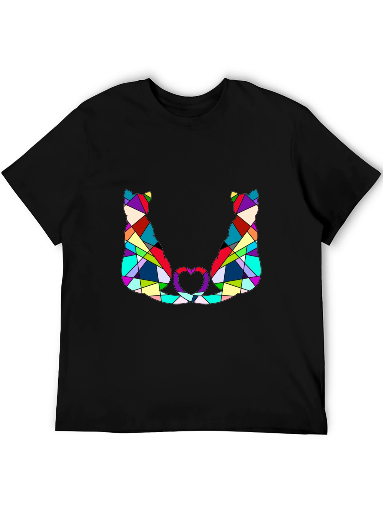Abstract Cat Lover T-Shirt - Modern Geometric Design