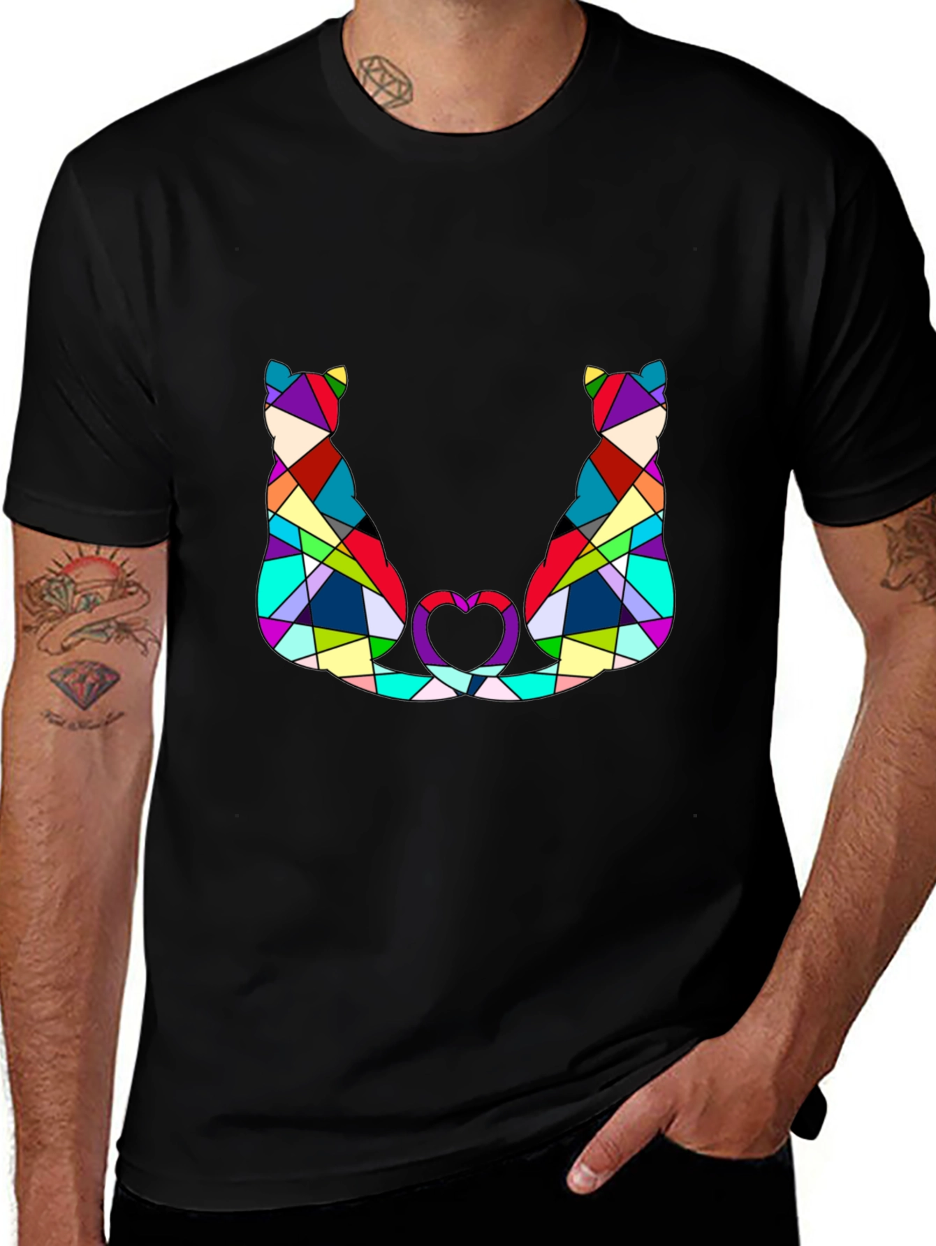 Abstract Cat Lover T-Shirt - Modern Geometric Design