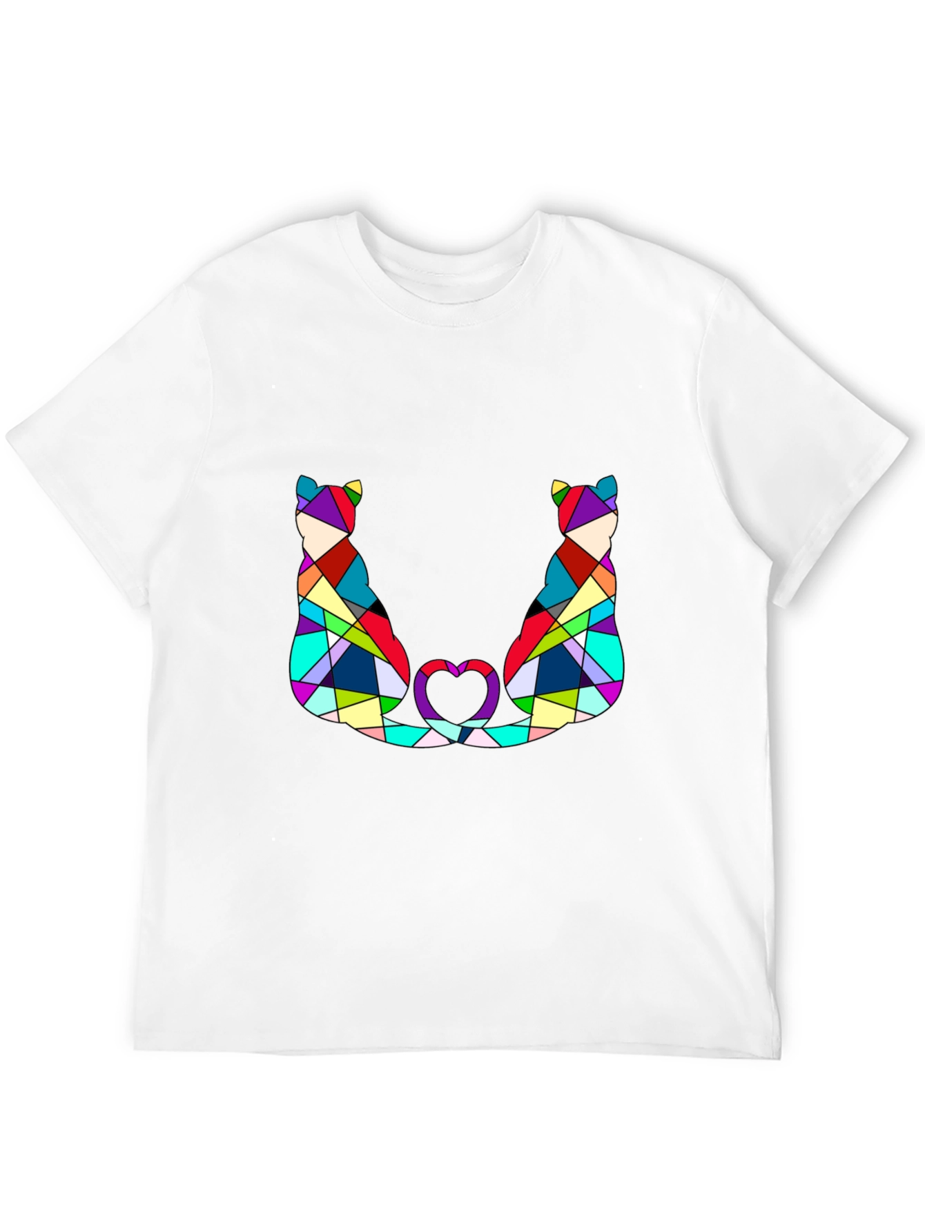Abstract Cat Lover T-Shirt - Modern Geometric Design