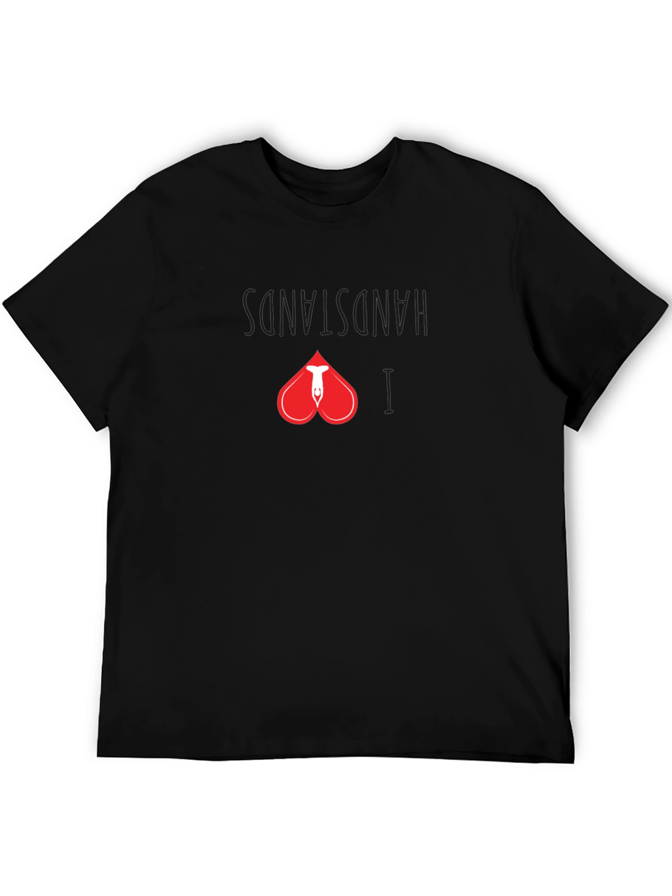 Handstand Heart Graphic Tee - Black Cotton Shirt