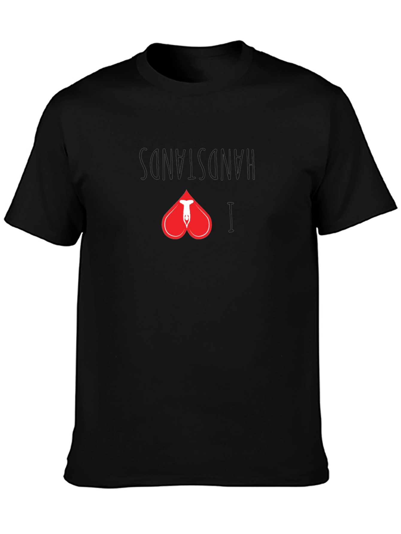 Handstand Heart Graphic Tee - Black Cotton Shirt