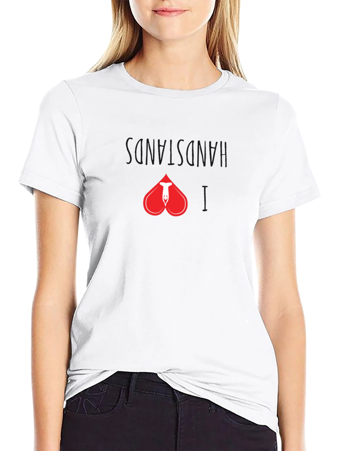 Handstand Heart Graphic Tee - Black Cotton Shirt
