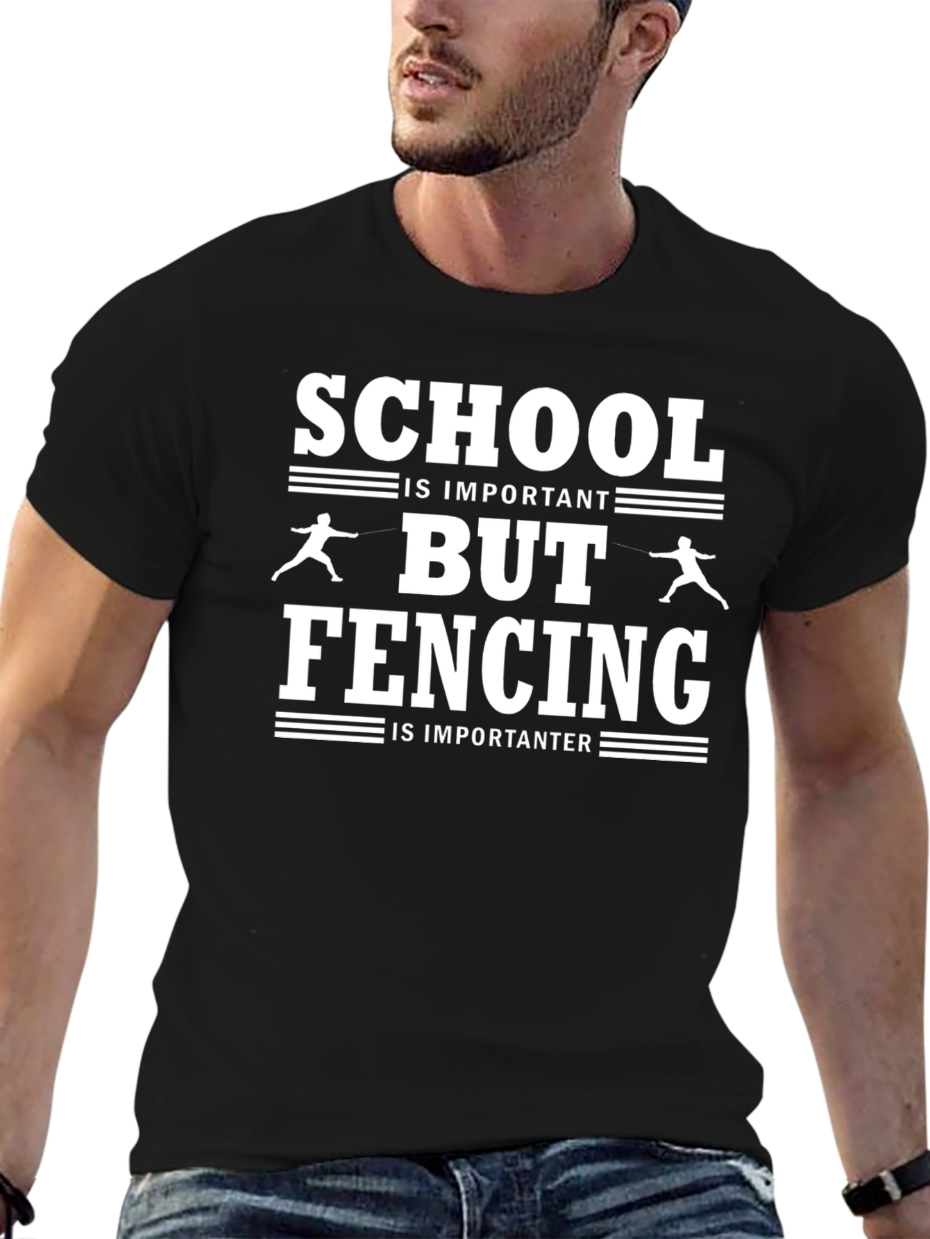 School vs. Fencing T-Shirt - Funny Athlete Tee