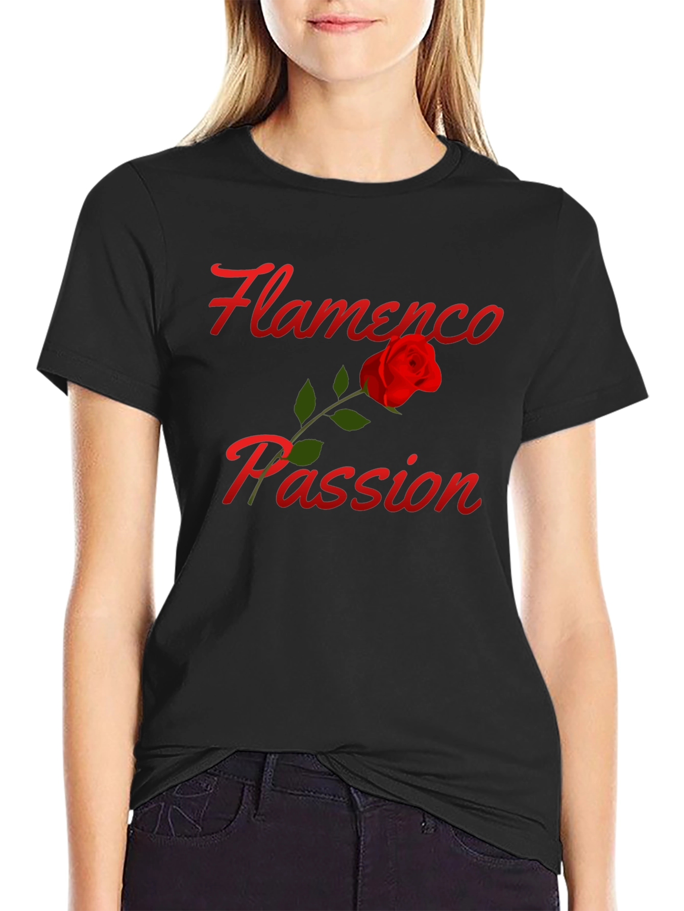 Flamenco Passion Rose T-Shirt - Stylish Graphic Tee