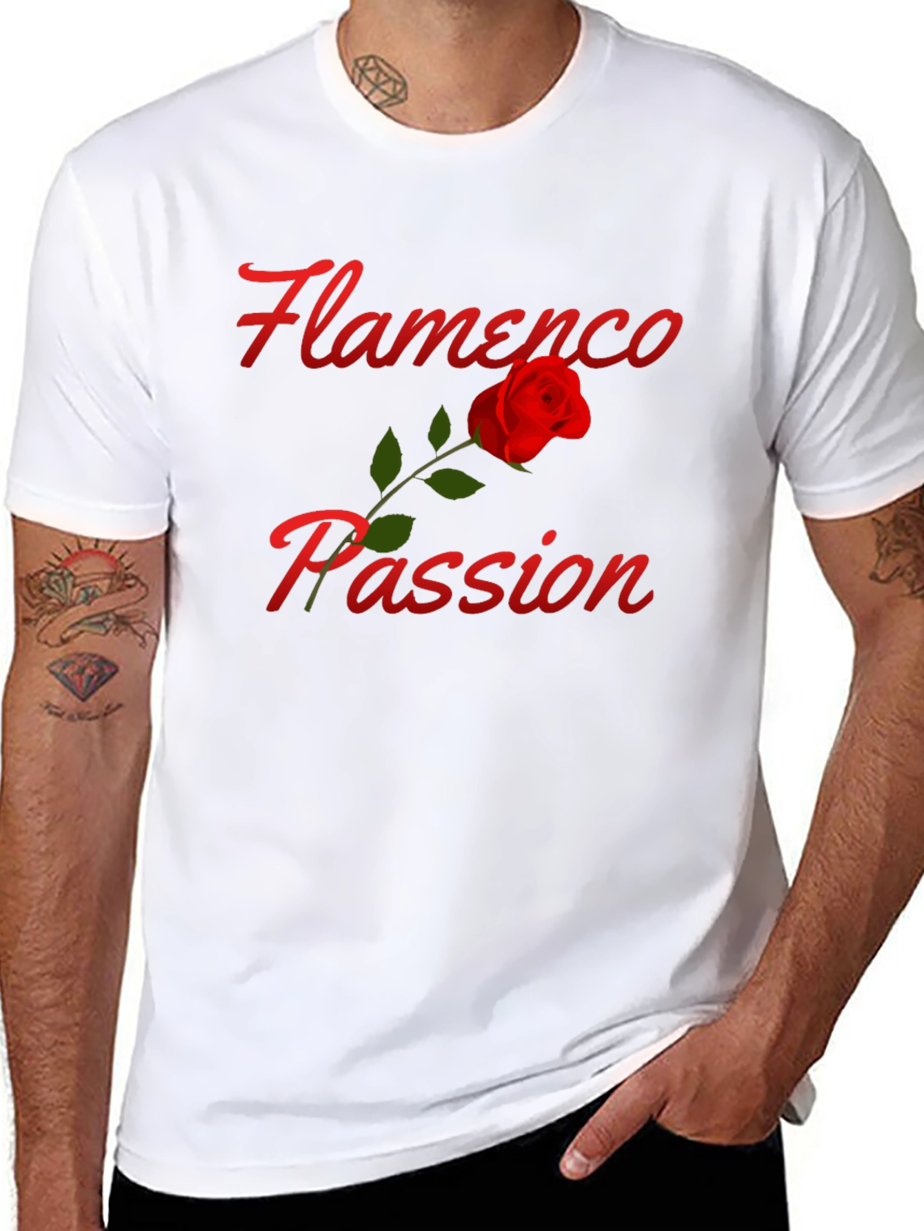 Flamenco Passion Rose T-Shirt - Stylish Graphic Tee