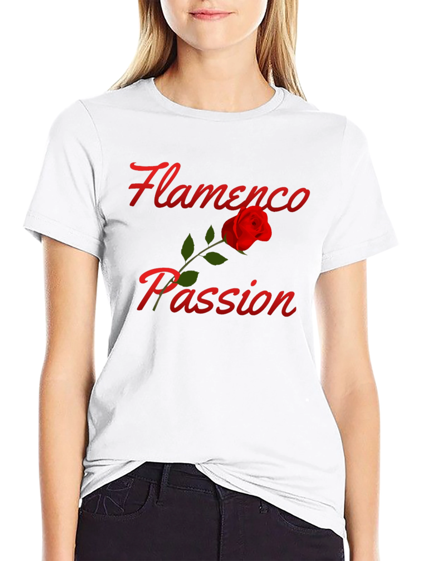 Flamenco Passion Rose T-Shirt - Stylish Graphic Tee