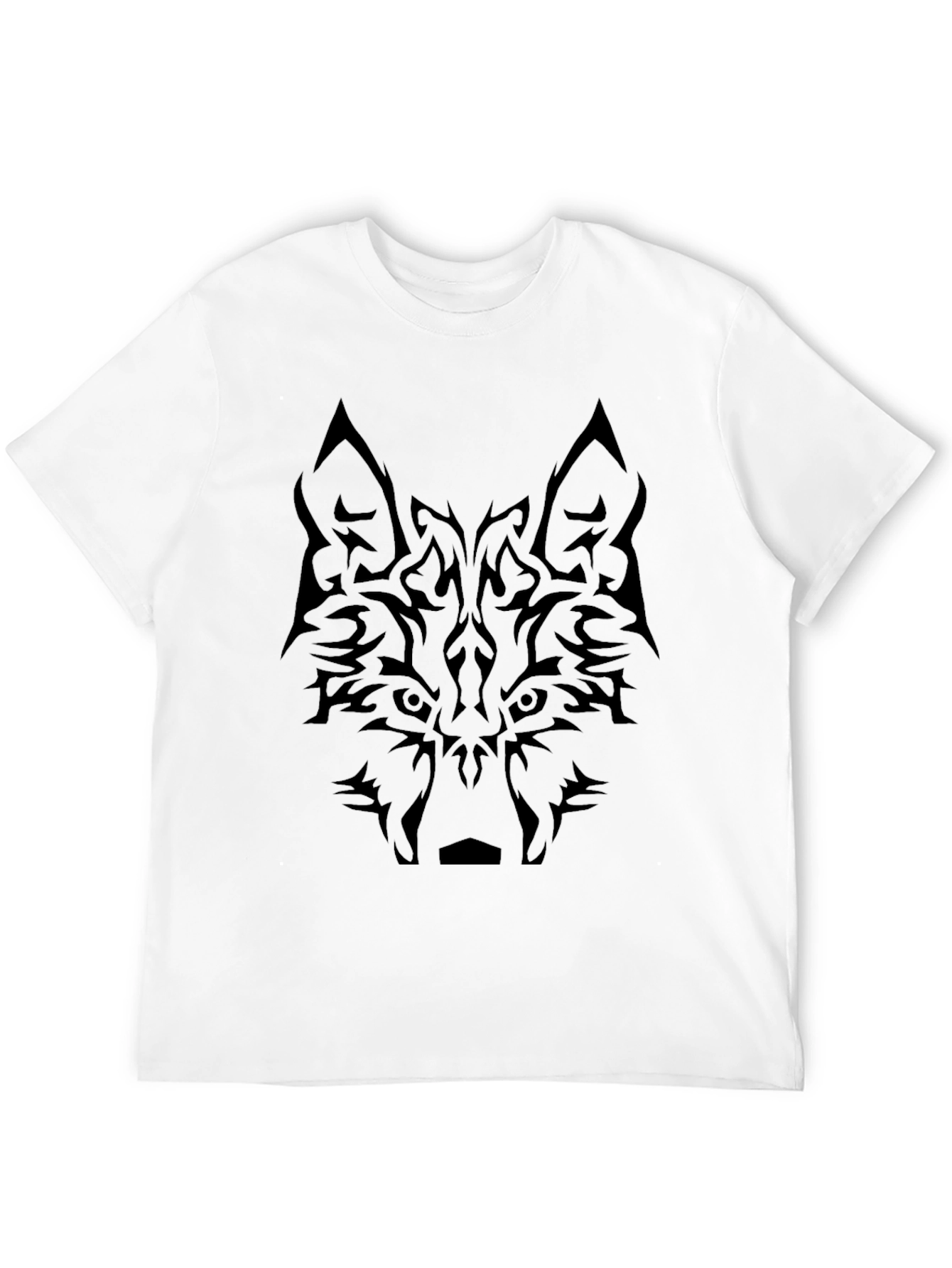 Tribal Wolf Graphic Black T-Shirt