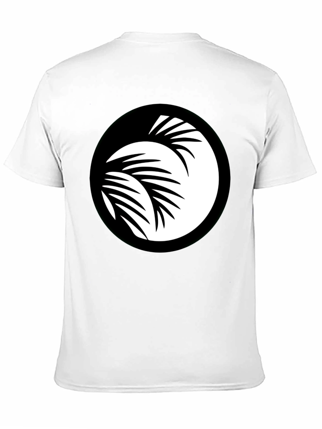 Black T-Shirt with Palm Leaf Circle Graphic