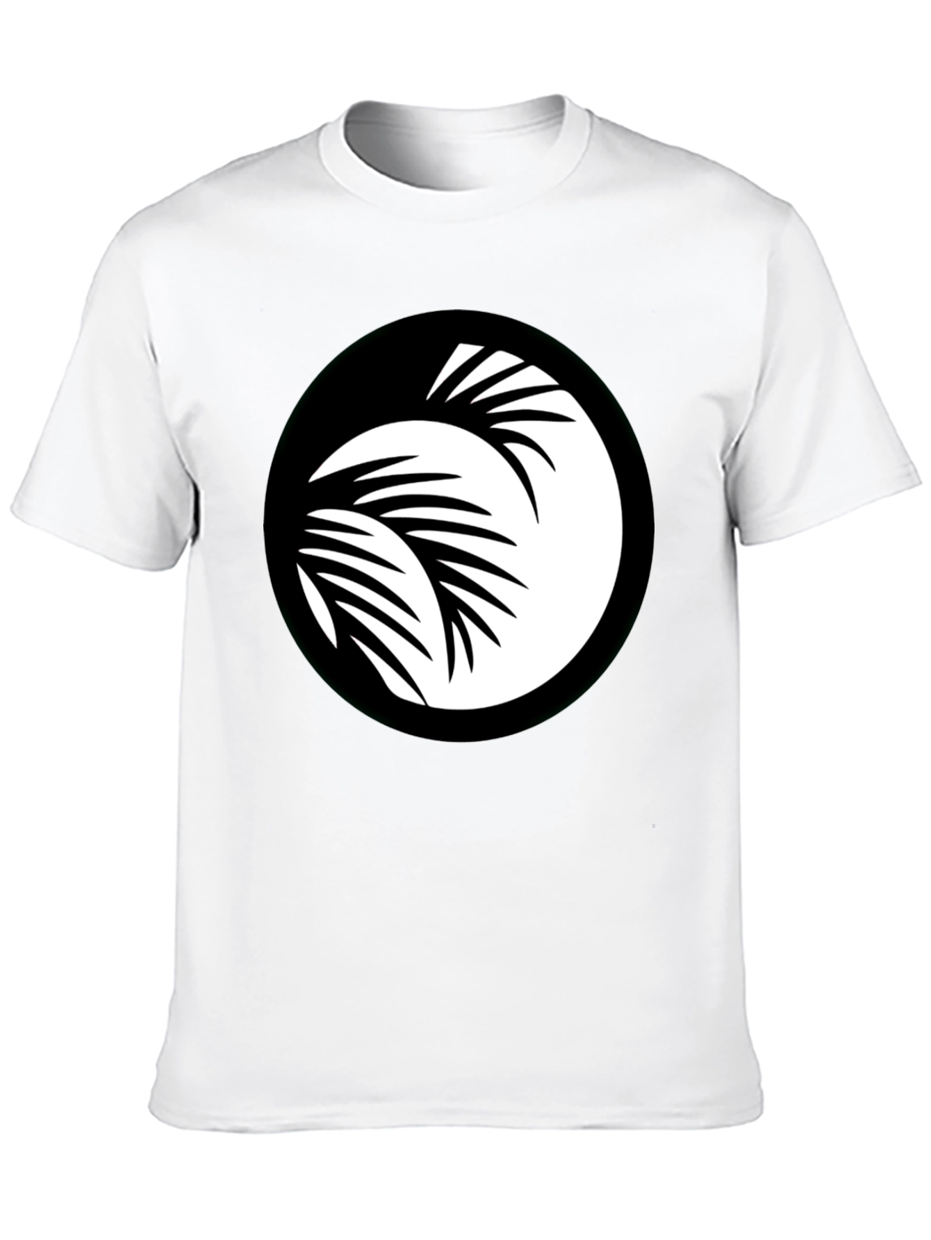 Black T-Shirt with Palm Leaf Circle Graphic