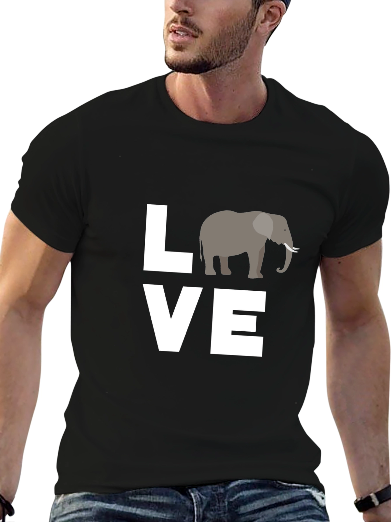 Love Elephants Black Graphic Tee