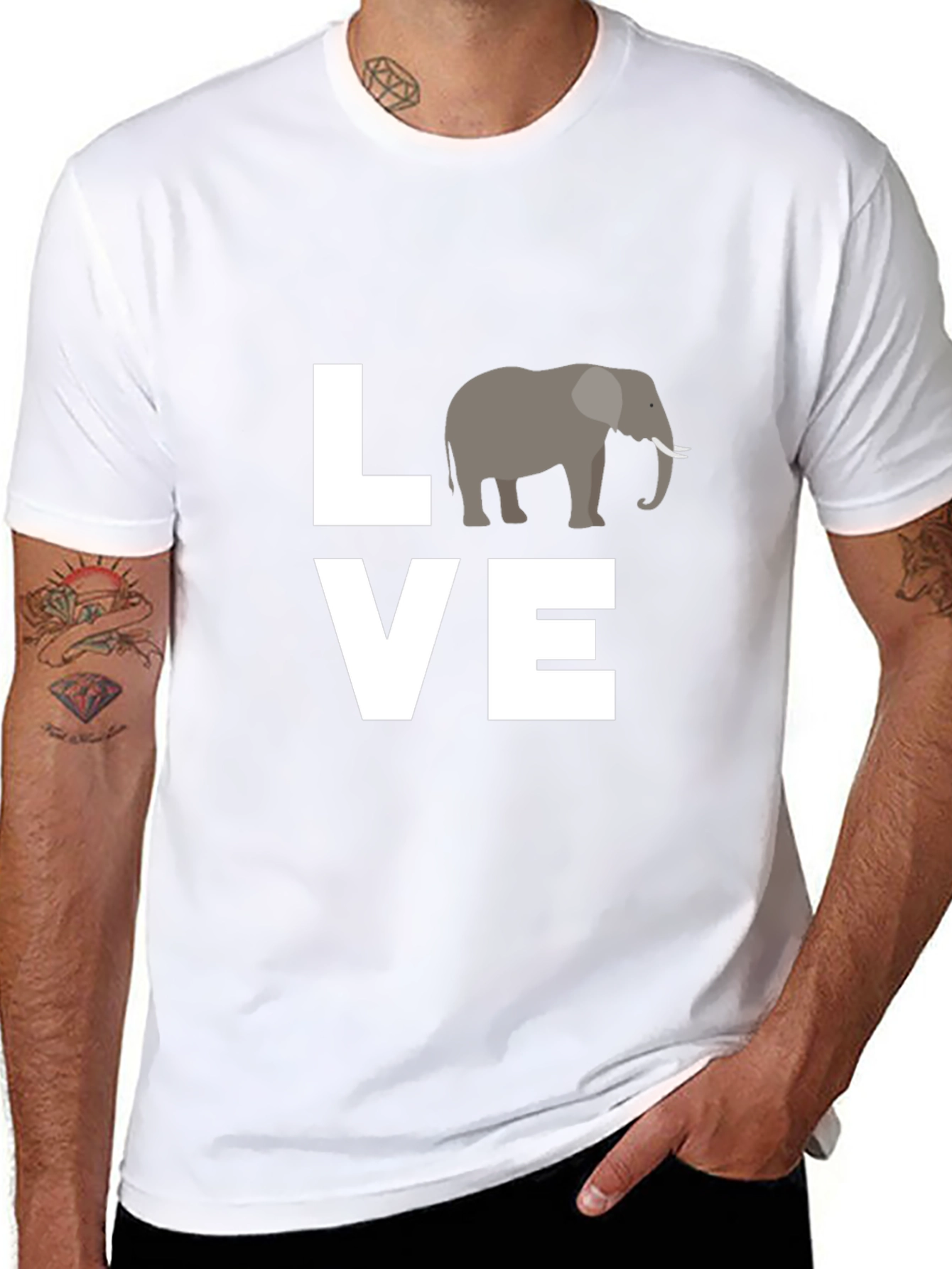 Love Elephants Black Graphic Tee
