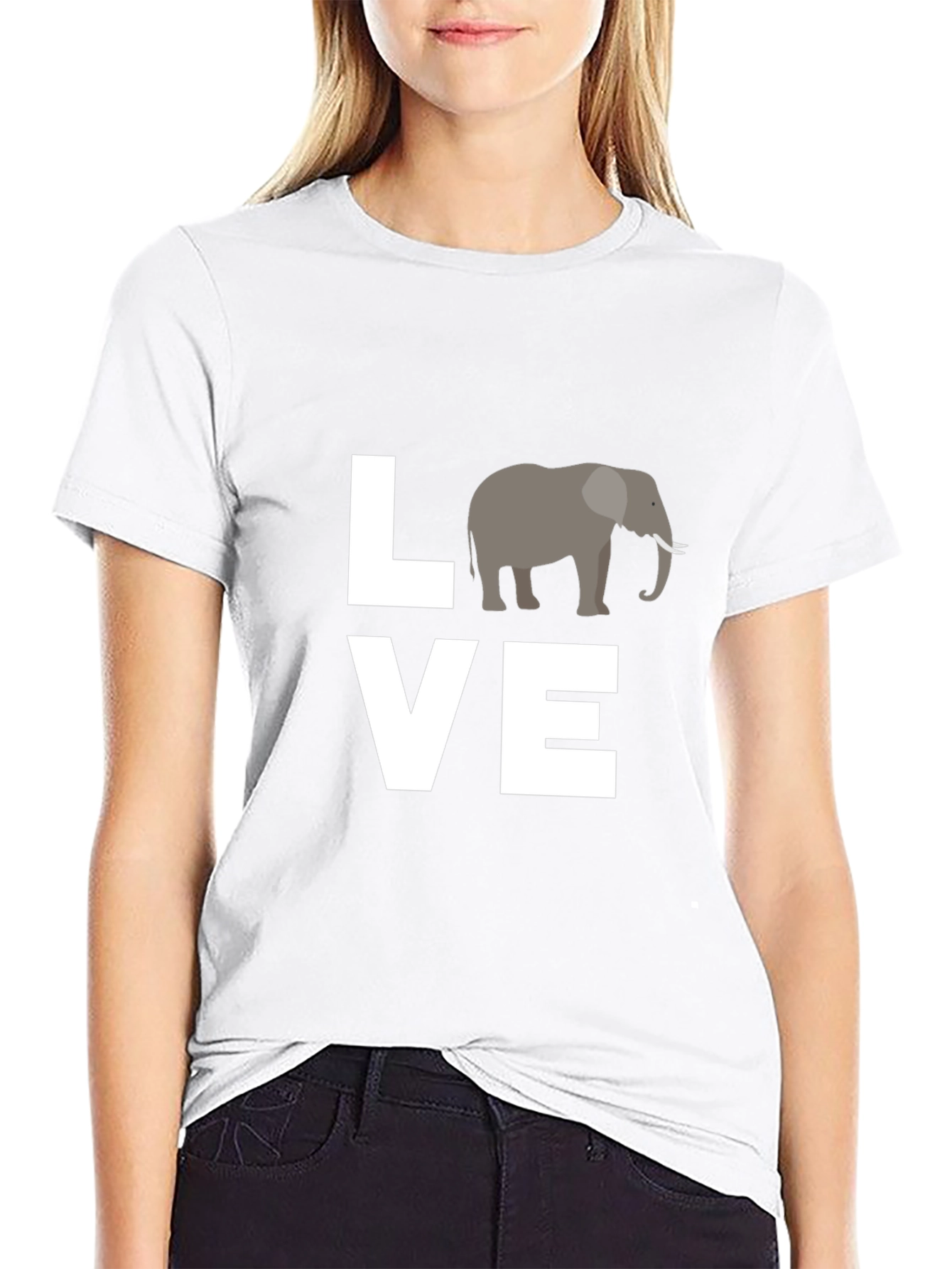 Love Elephants Black Graphic Tee
