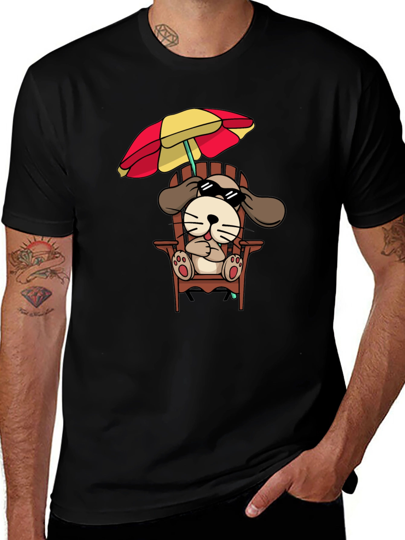 Cool Dog in Chair Graphic T-Shirt