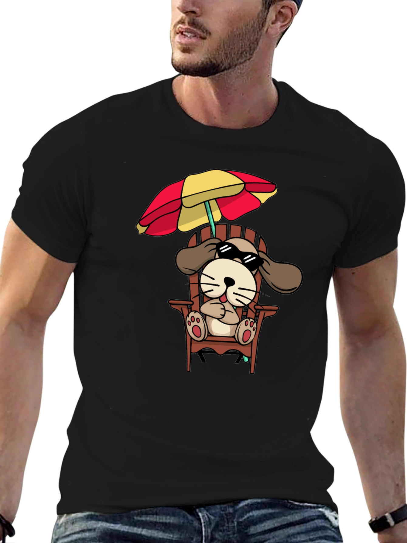 Cool Dog in Chair Graphic T-Shirt