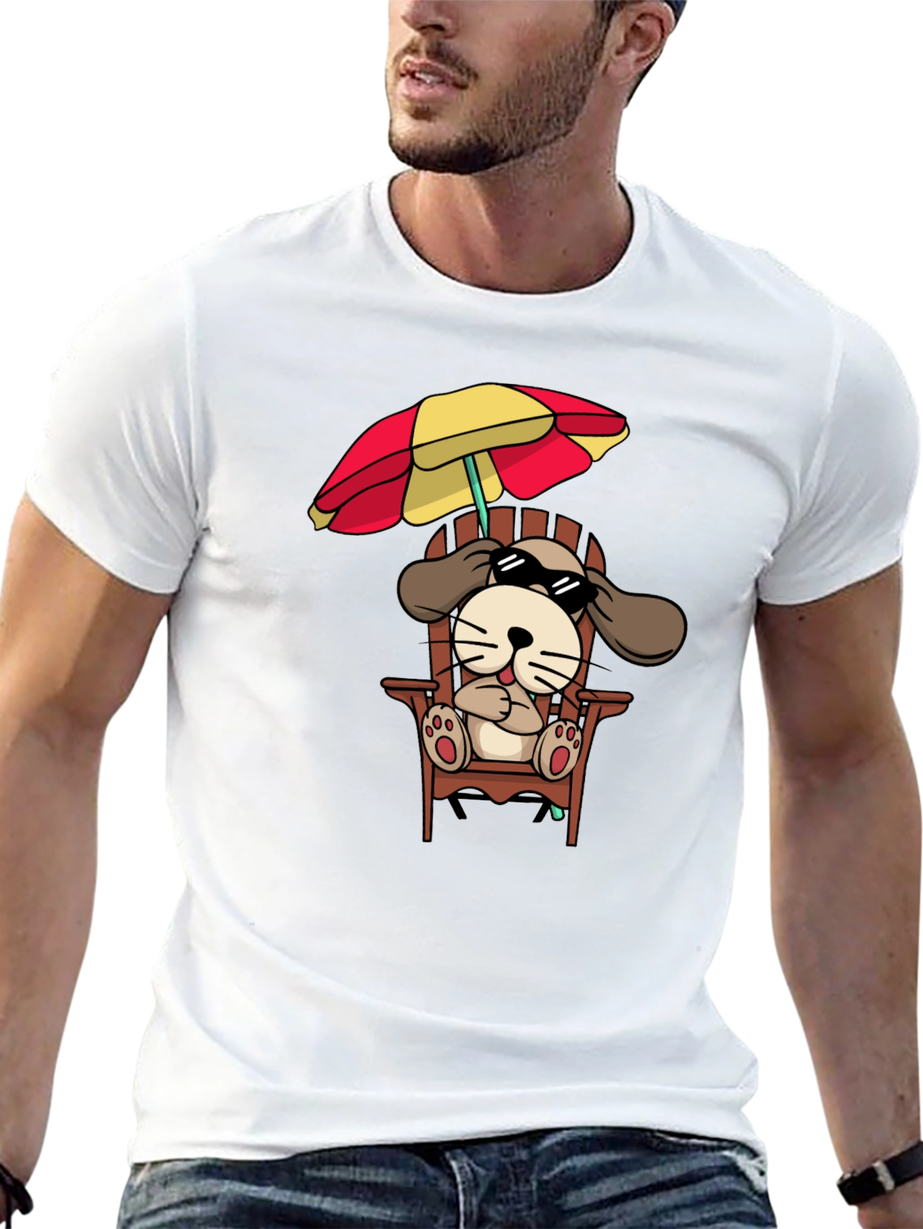 Cool Dog in Chair Graphic T-Shirt