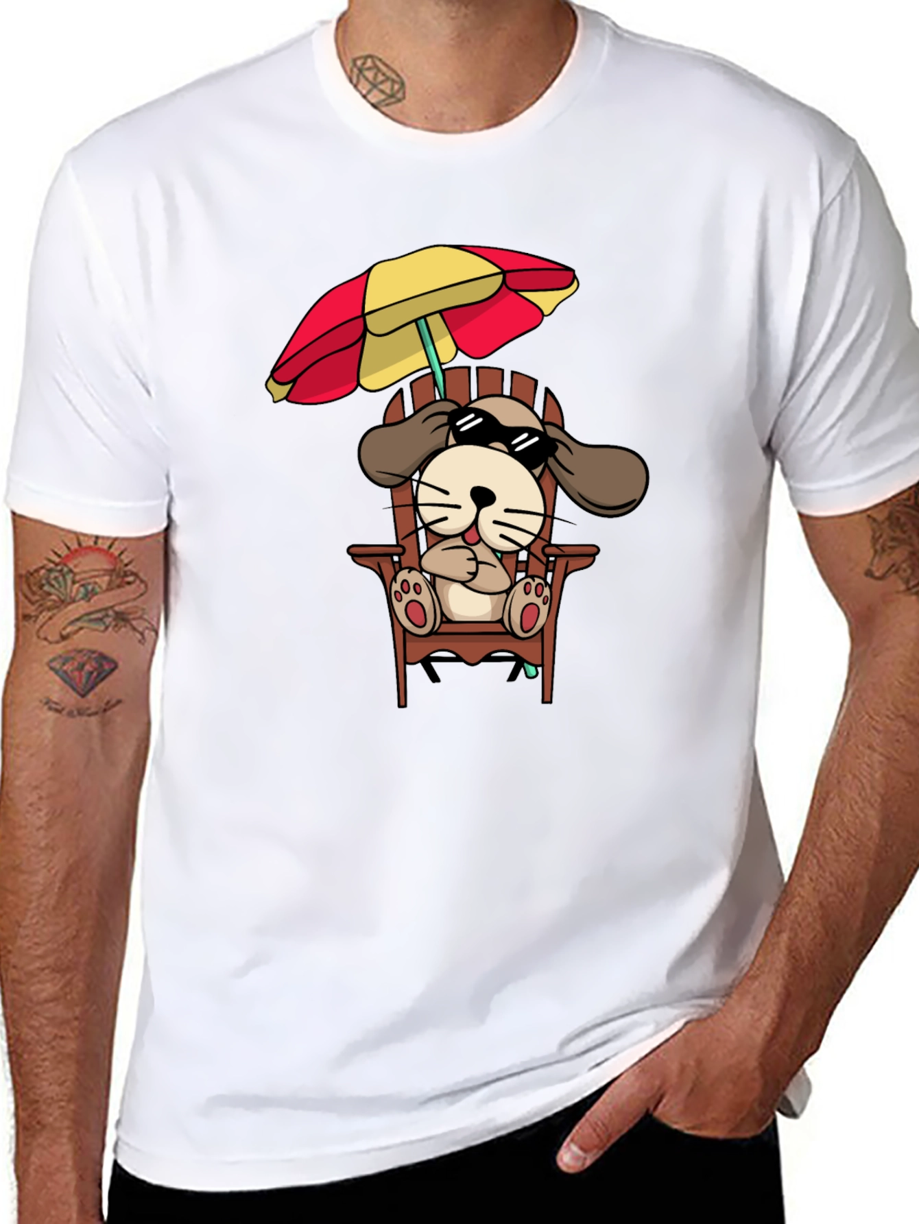 Cool Dog in Chair Graphic T-Shirt