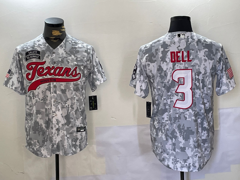 Men's Houston Texans Tank Dell #3 Arctic Camo 2024 Salute to Service Player Jerseys