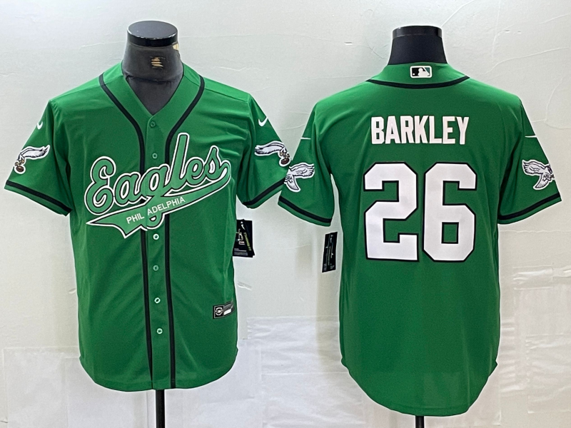 Men's Philadelphia Eagles Saquon Barkley #26 Kelly Green Game Jerseys Joint Edition