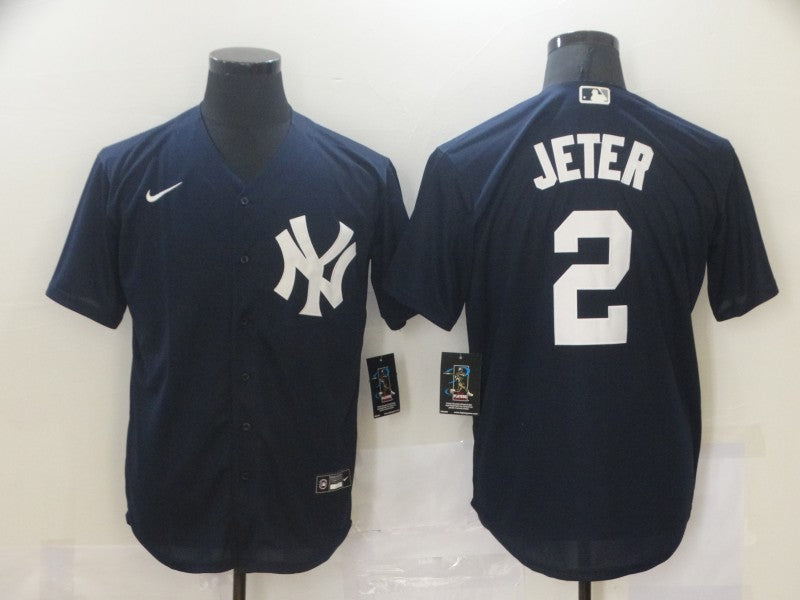 Men's New York Yankees Derek Jeter #2 Navy Replica Baseball Jerseys