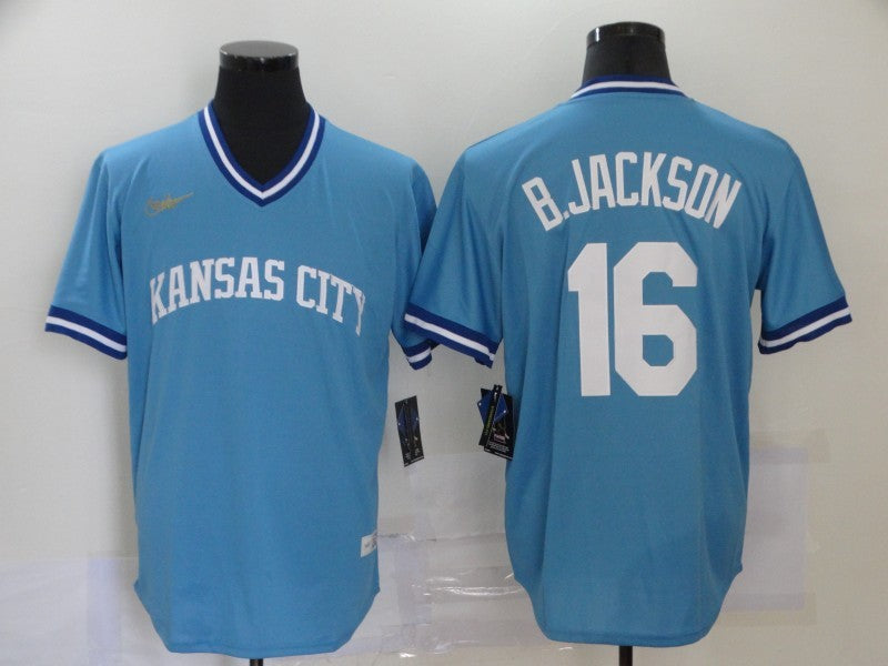 Men's Kansas City Royals Bo Jackson #16 Blue Authentic Game Jerseys