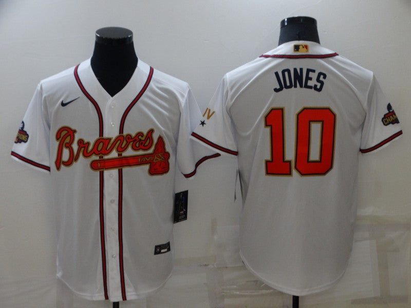 Men's Atlanta Braves Chipper Jones #10 White Replica Jerseys