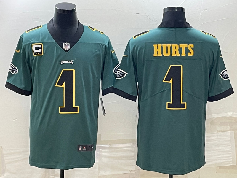 Men's Philadelphia Eagles Jalen Hurts #1 Midnight Green Game Jerseys