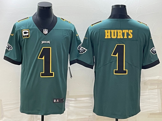 Men's Philadelphia Eagles Jalen Hurts #1 Midnight Green Game Jerseys