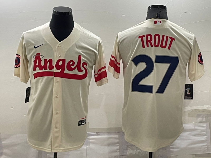 Men's Los Angeles Angels Mike Trout #27 Cream City Connect Replica Player Jerseys