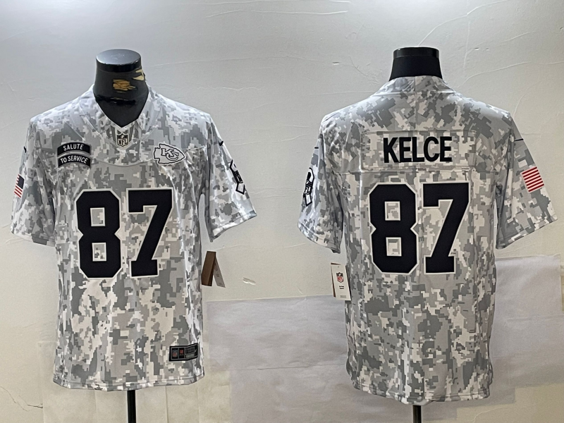 Men's Kansas City Chiefs Travis Kelce #87 Arctic Camo 2024 Salute to Service Limited Jerseys