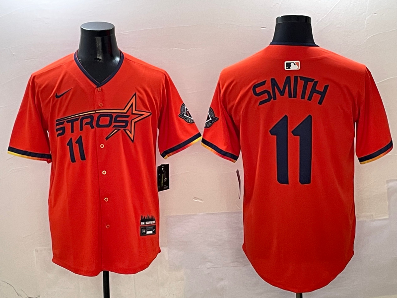 Men's Houston Astros Cam Smith #11 Orange 2025 City Connect Limited Player Jerseys