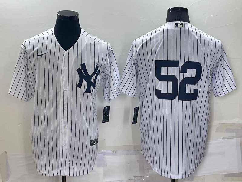 Men's New York Yankees CC Sabathia #52 White Replica Player Name Jerseys