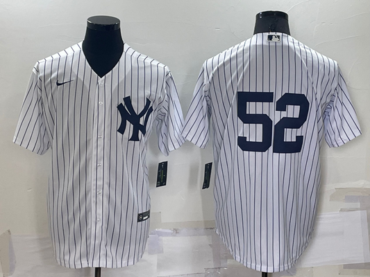Men's New York Yankees CC Sabathia #52 White Replica Player Name Jerseys