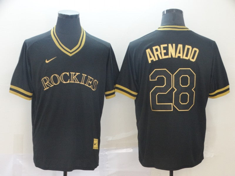 Men's Colorado Rockies Nolan Arenado #28 Black Replica Baseball Jerseys