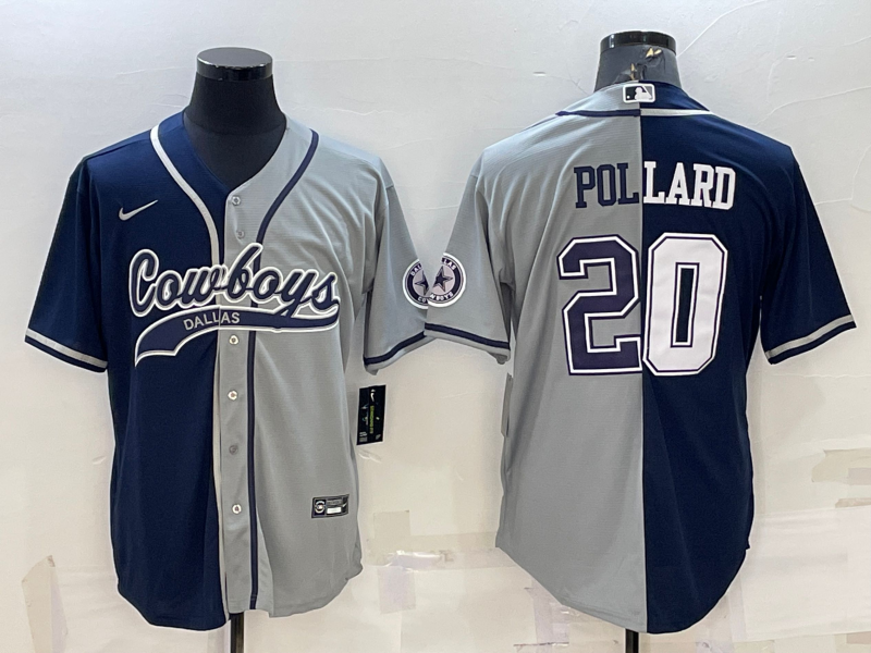 Men's Dallas Cowboys Tony Pollard #20 Navy/Gray Game Jerseys Joint Edition