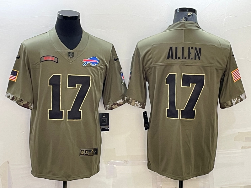 Men's Buffalo Bills Josh Allen #17 Olive 2022 Salute To Service Limited Jerseys