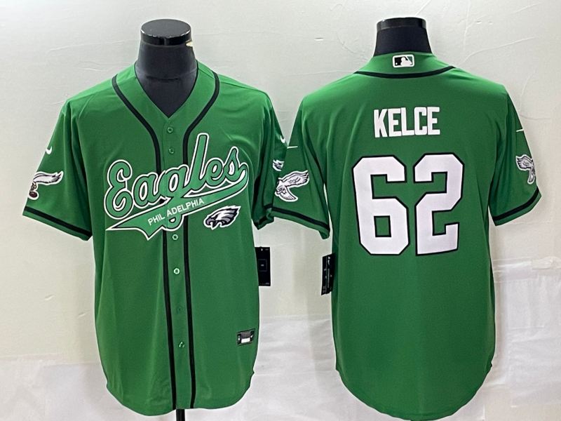 Men's Philadelphia Eagles Jason Kelce #62 Kelly Green Game Jerseys Joint Edition