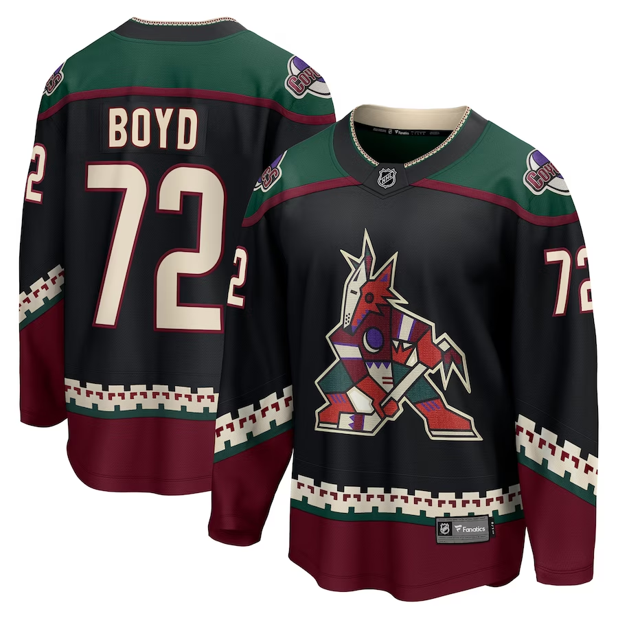 Men's Arizona Coyotes Travis Boyd #72 Black Home Breakaway Player Jerseys