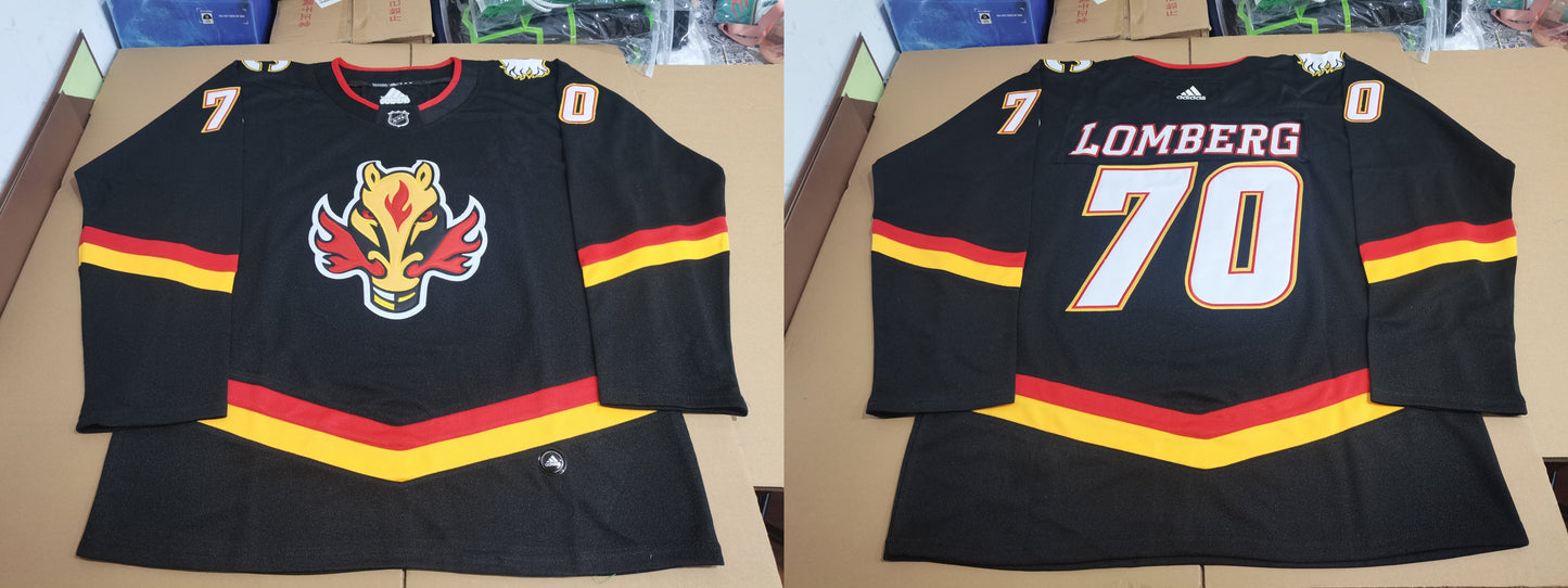 Men's Calgary Flames Ryan Lomberg #70 Black Player Game Jerseys