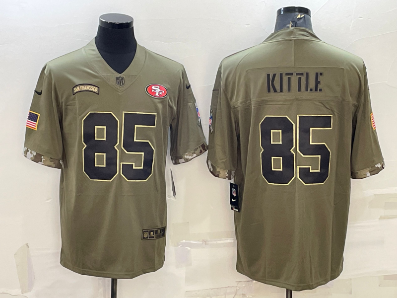 Men's San Francisco 49ers George Kittle #85 Olive 2022 Salute To Service Retired Player Limited Jerseys